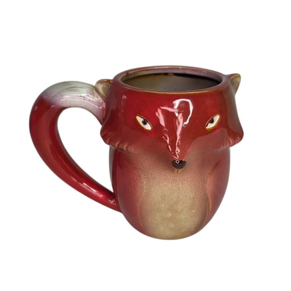 Gibson Home Fox Coffee Mug Ceramic Red Woodland Animal Cup Rustic Cottagecore